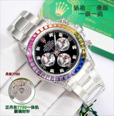 Clean Factory ROLEX Daytona  904L Steel 7750 Movement Black Watch